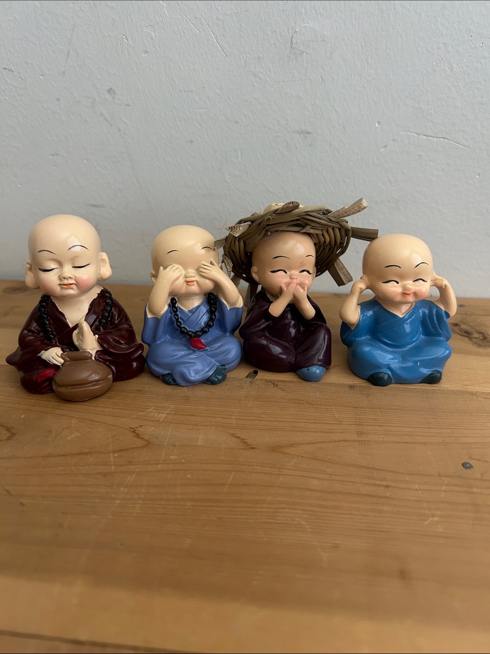 Set of 4 Decorative Table Top Little Monk/Baby Buddha Figurines